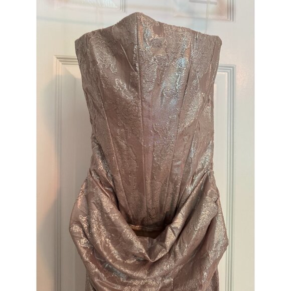 House of CB Persephone gold chiffon mesh strapless corset maxi dress XS - Picture 9 of 12